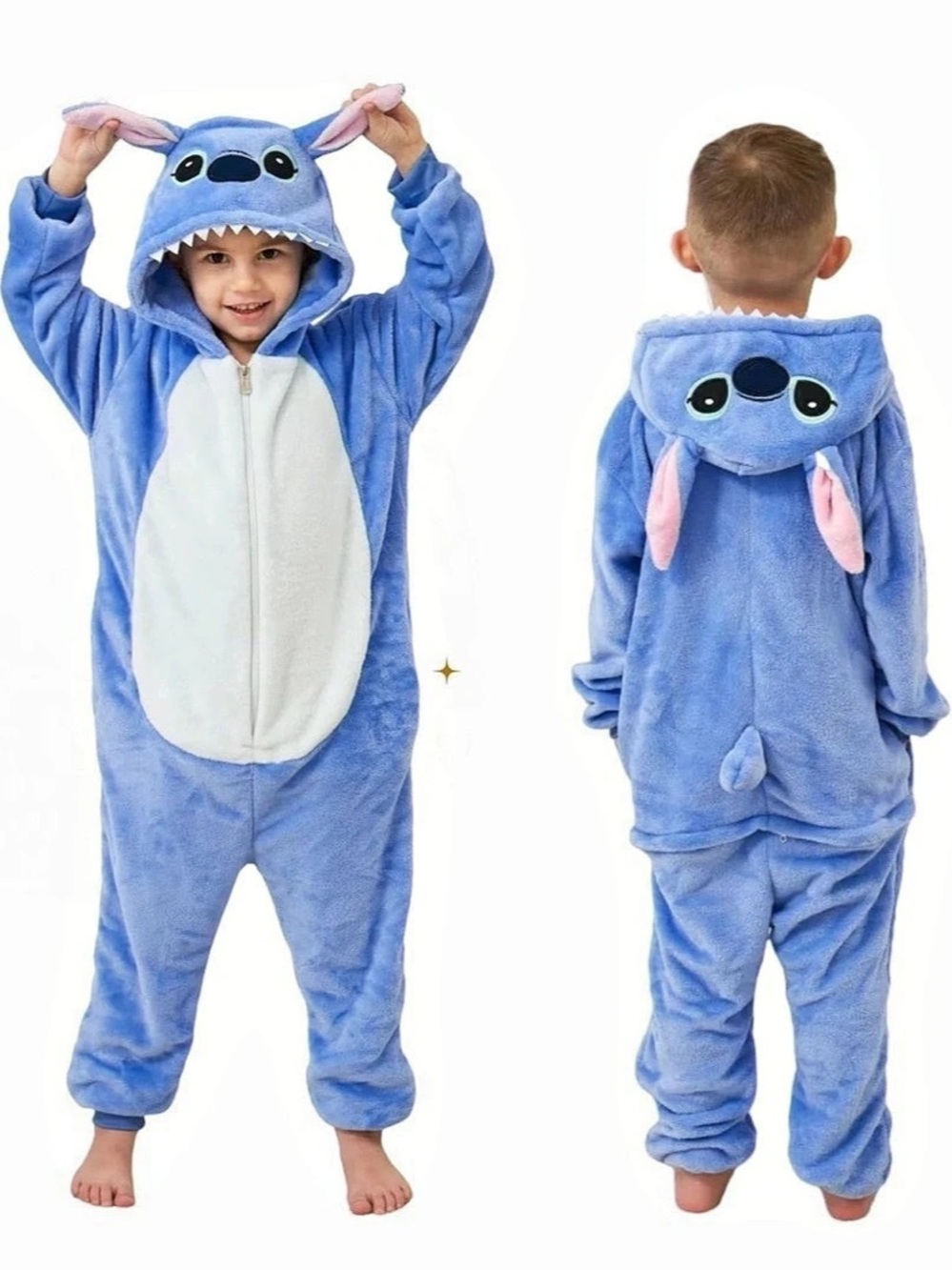 Disney Stitch Costume Onesie Pajamas Blue & White